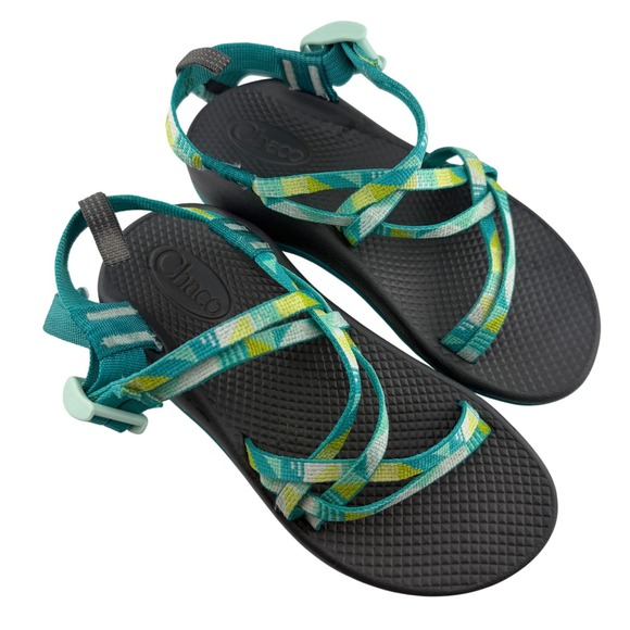 Chaco Other - Chaco Z1 Ecotread Sandals Kids Size 3 Teal Green Geometric Strappy Sport Shoes